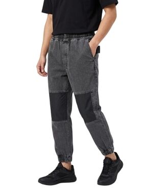 IZZUE UNIFORM Faded Grey Techwear Joggers Knee Patch Cropped M